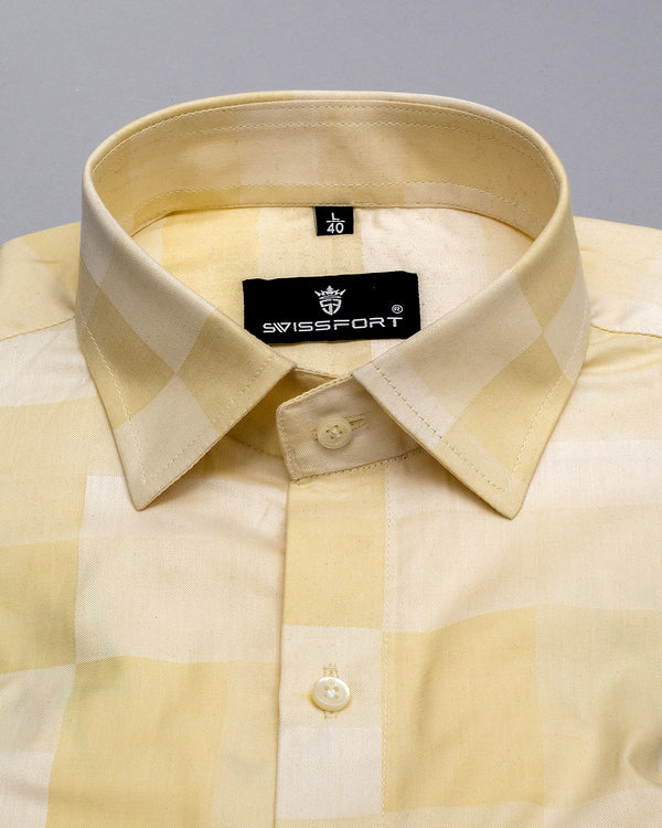 Astra Yellow Checks Soft Giza Cotton Shirt