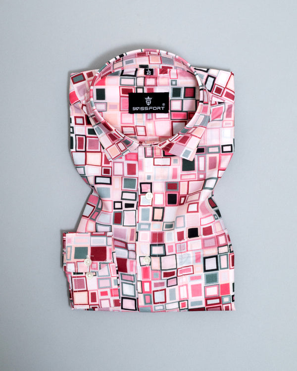 Tossido Light Pink Printed Designer Shirt