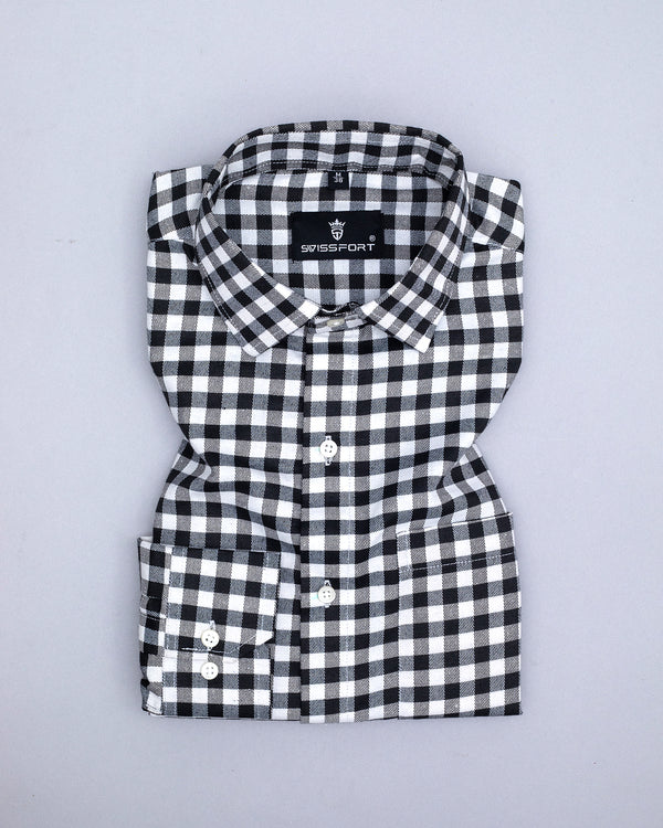Black and White Checks Cotton Shirt