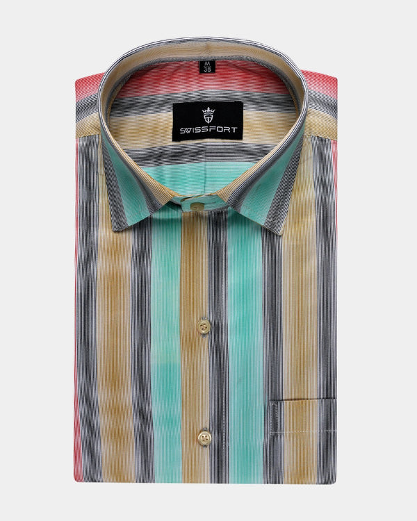 MIXED-COLOR STRIPED SOFT COTTON SHIRTS