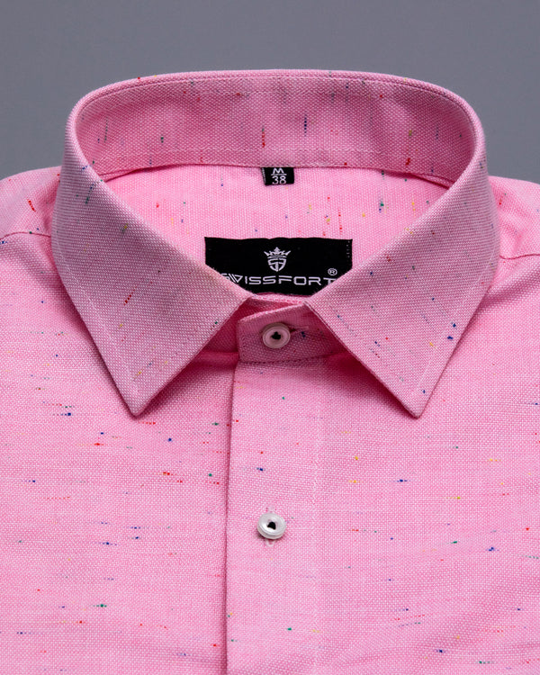 LIGHT PINK MULTICOLORED DOTTED COTTON SHIRT