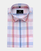 PASTEL COLORS WITH BLUE HIGHLIGHTED WINDOWPANE PREMIUM COTTON SHIRT