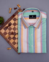 HUMMING GREEN MULTICOLORED STRIPED OXFORD COTTON SHIRT