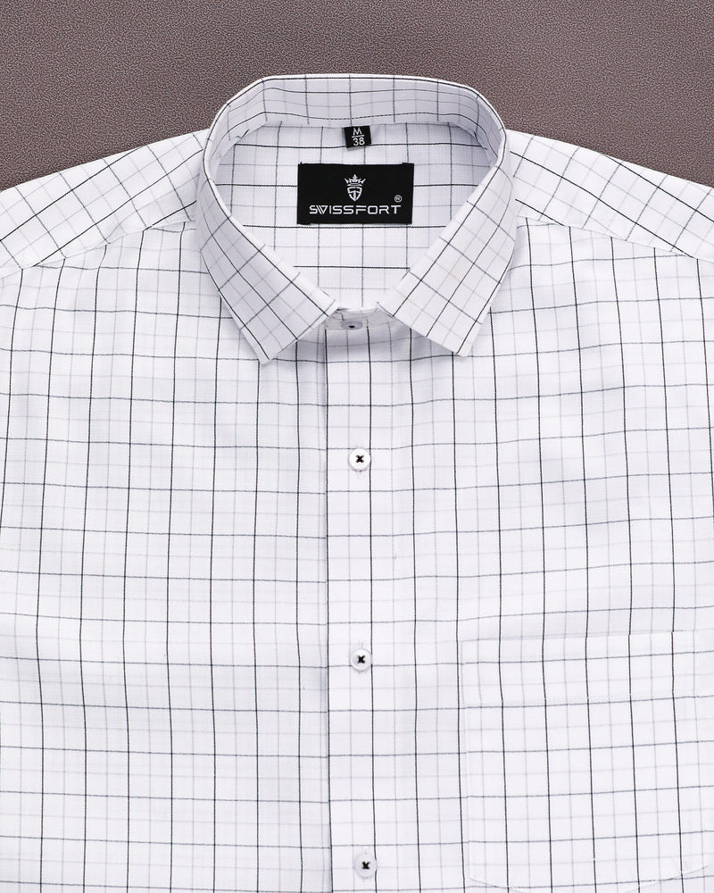 WHITE WITH BLACK CHECKED COTTON SHIRT