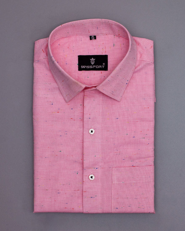 LIGHT PINK MULTICOLORED DOTTED COTTON SHIRT