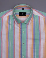 HUMMING GREEN MULTICOLORED STRIPED OXFORD COTTON SHIRT
