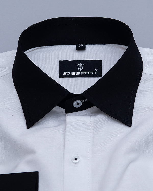 White With Black Swissfort Designer Soft Cotton Shirt