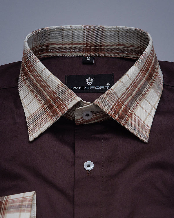 Chocolate Brown Classic Designed Plain Cotton Shirt